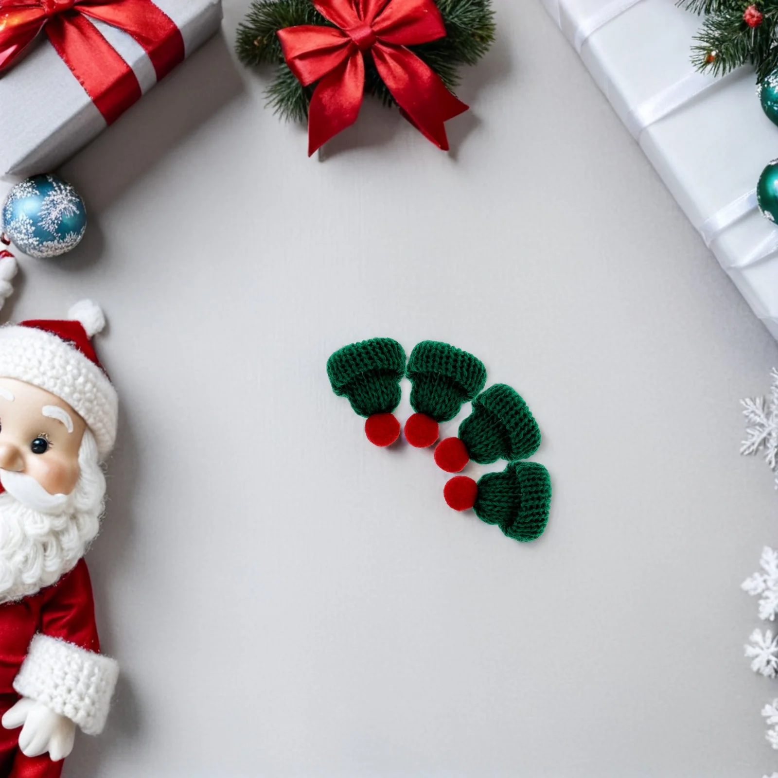 40 pçs mini chapéus de malha decoração de natal mão malha artesanato ornamentos para garrafa de vinho toppers pirulito cobre festa de férias