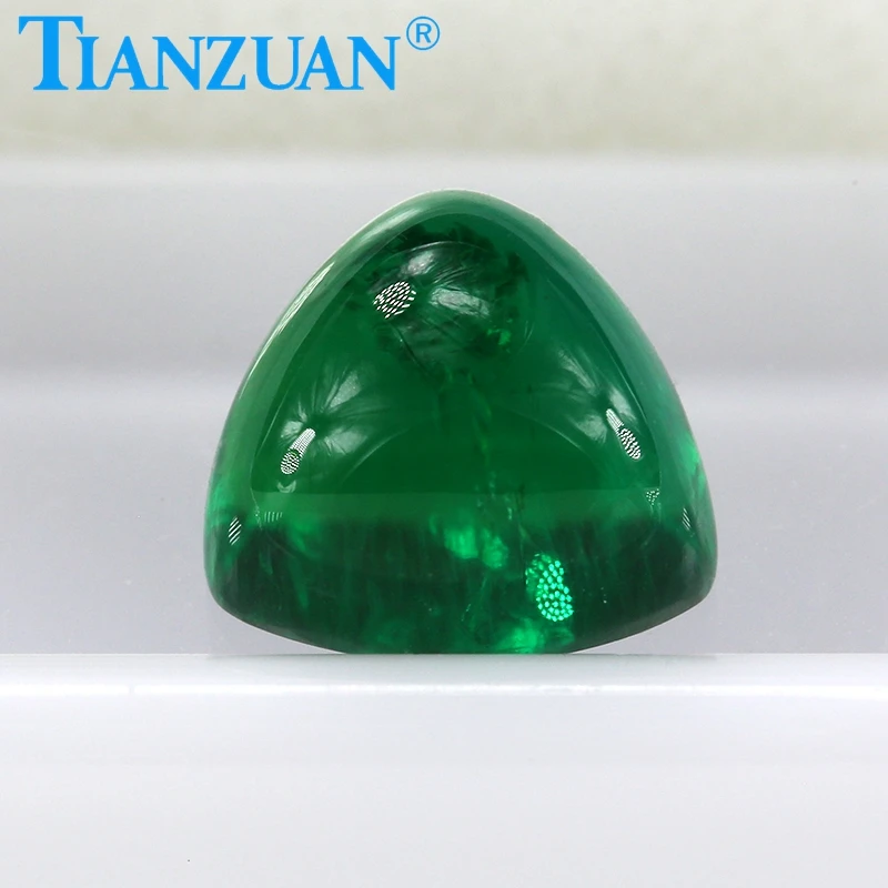 Lab-grown Muzo Emerald Trillion Shape Cabochon Cut Stone Hydrothermal Green Emerald Beads Jewelry Making