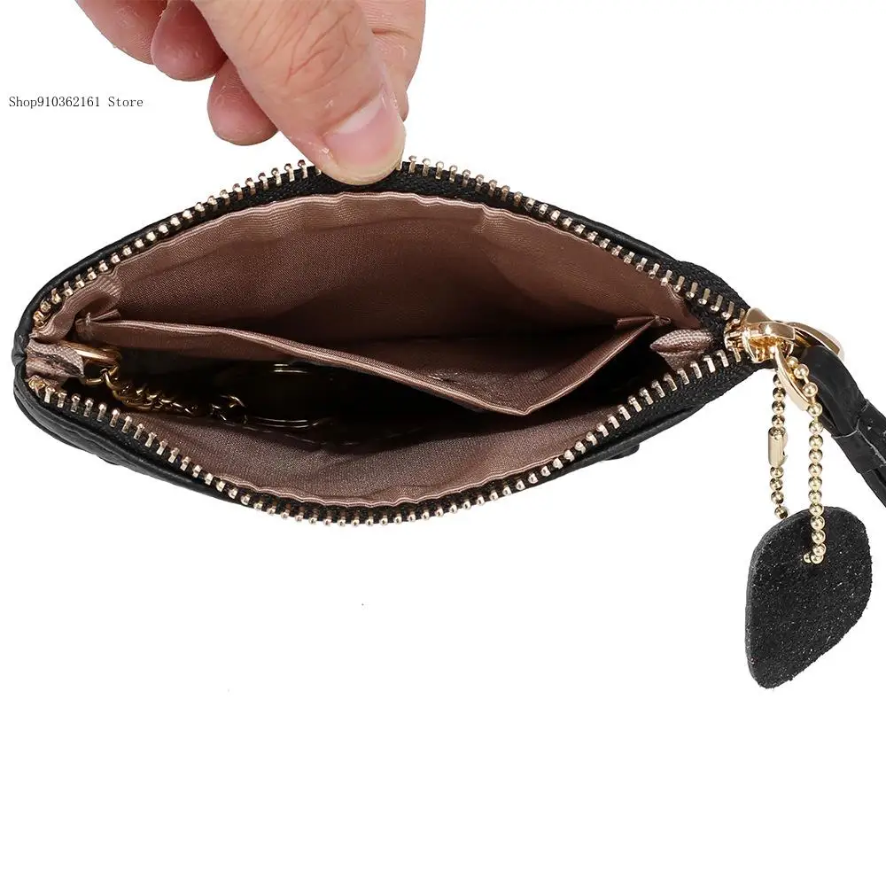 Cute Mini Leather Casual Simple Zipper Ultra-Thin Creative Cartoon Coin Bag Keychain Wallet for Women
