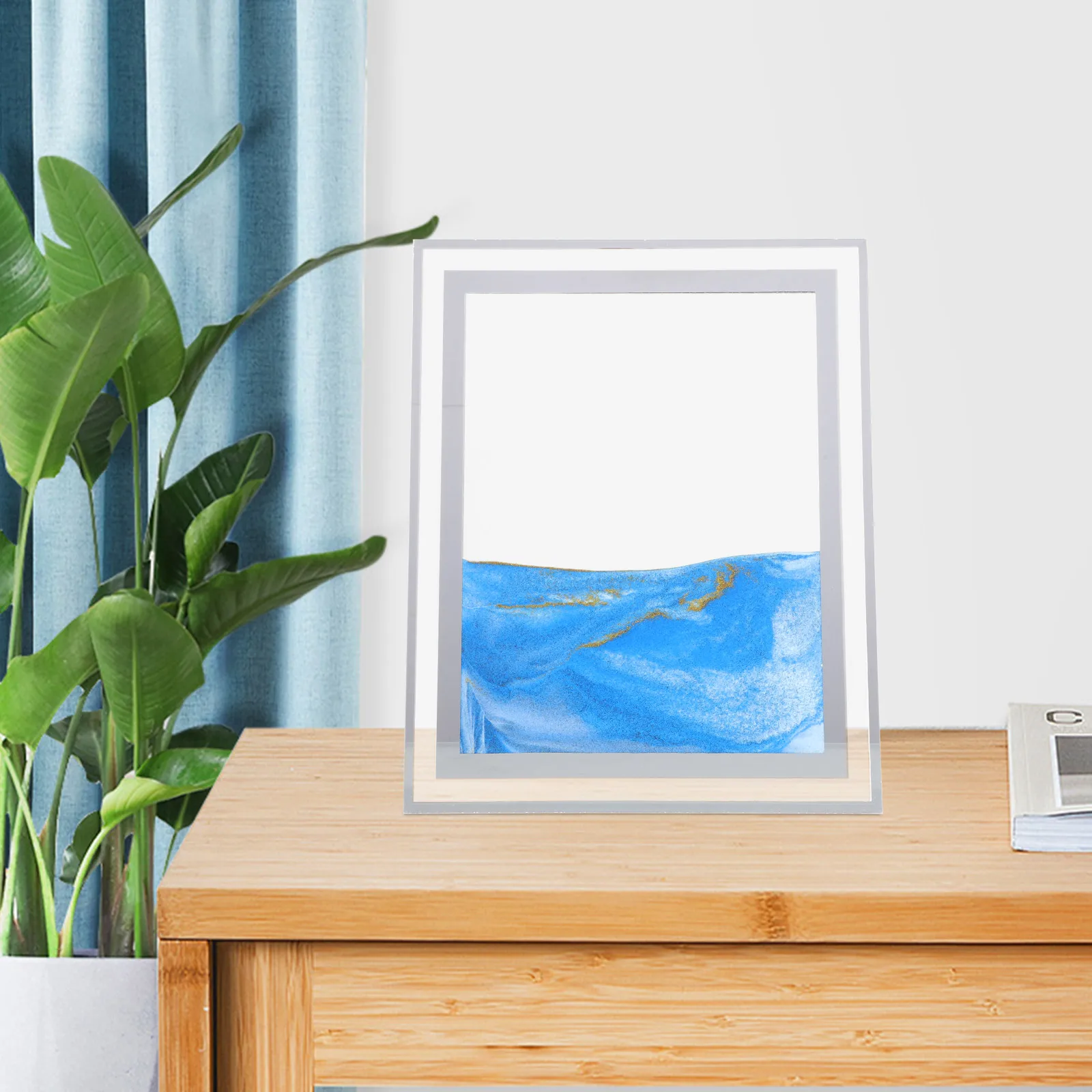 3D Quicksand Painting Hourglass Ornament Desktop Decor For Office Home Stress Relief Transparent Base Sand Art