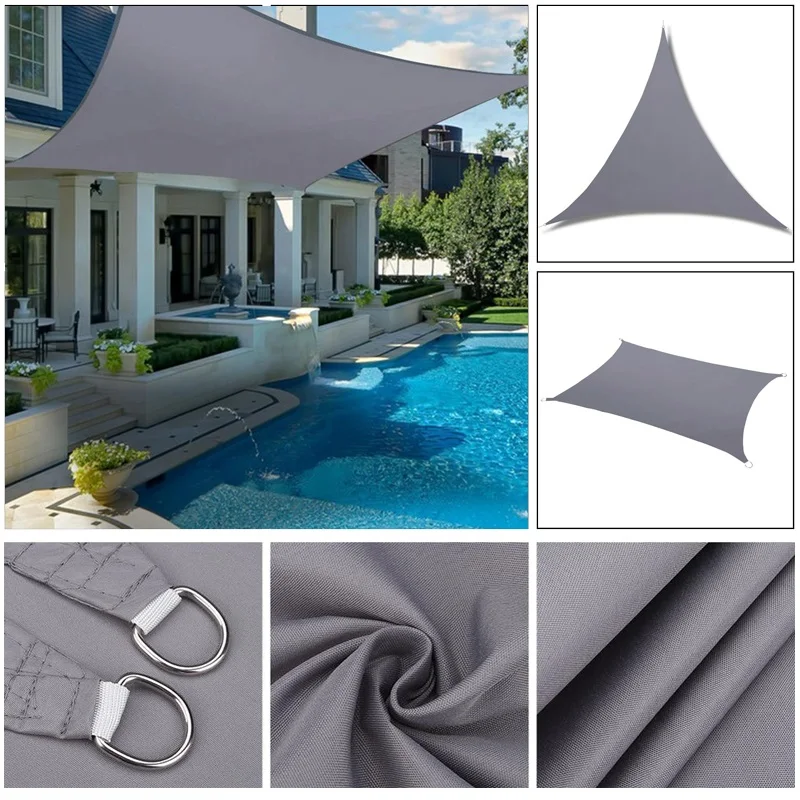 

Polyester Outdoor Awning Waterproof Sunshade Sail Garden Patio Triangular Sun Shade Sail Swimming Pool Sunblock Rainproof Cloth