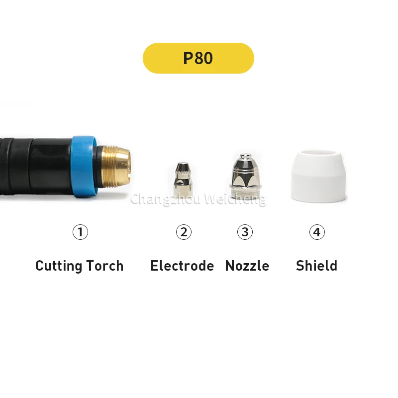고품질 P80 플라즈마 절단기 토치, 플라즈마 절단기용 P80 공냉식 토치