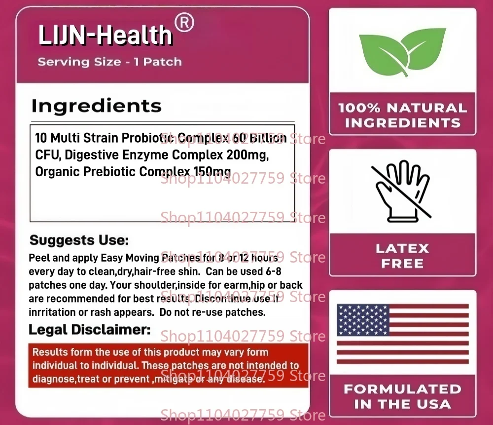30 Patches Probióticos Patches Transdermicos para Homens e Mulheres Saúde Intal Suporta Conforto Digestivo