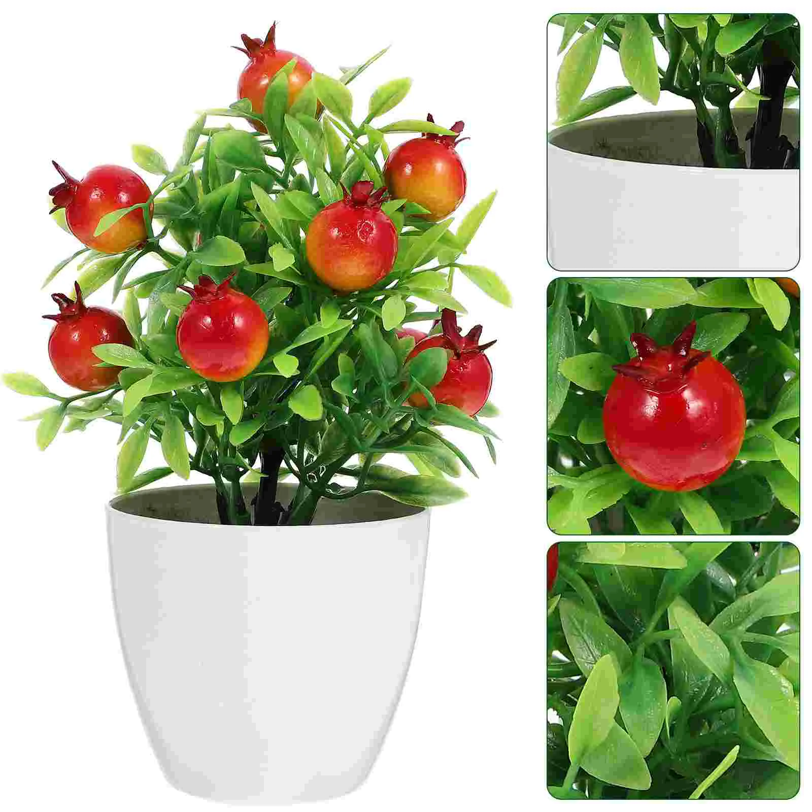 2 Pcs Bonsai Tree Fruit Decorations for Kitchen Artificial Potted with Fake Plastic