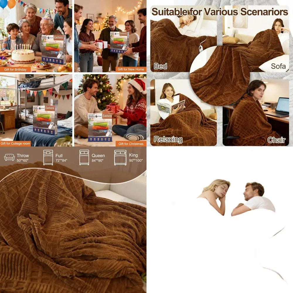 

Electric Waffle Blanket Queen Size, 12-Setting Heated Throw with Timer, Overheat Protection, ETL & FCC Certified, 84x90 Inches