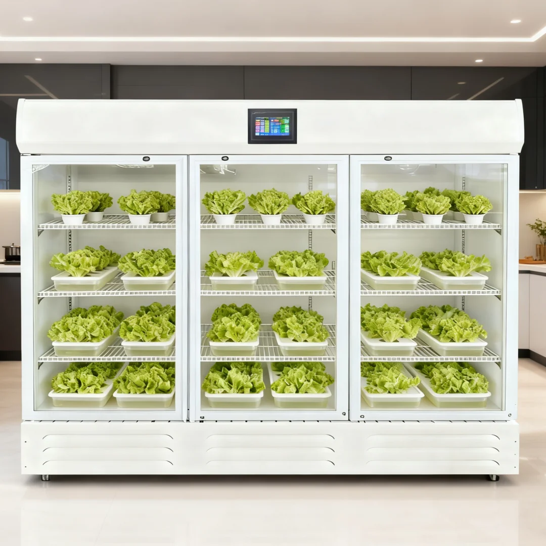Smart Three Door Aeroponic Vertical Multilayer Plant Growth Cabinet YHIOT YHJH-01 for Vegetable Planting