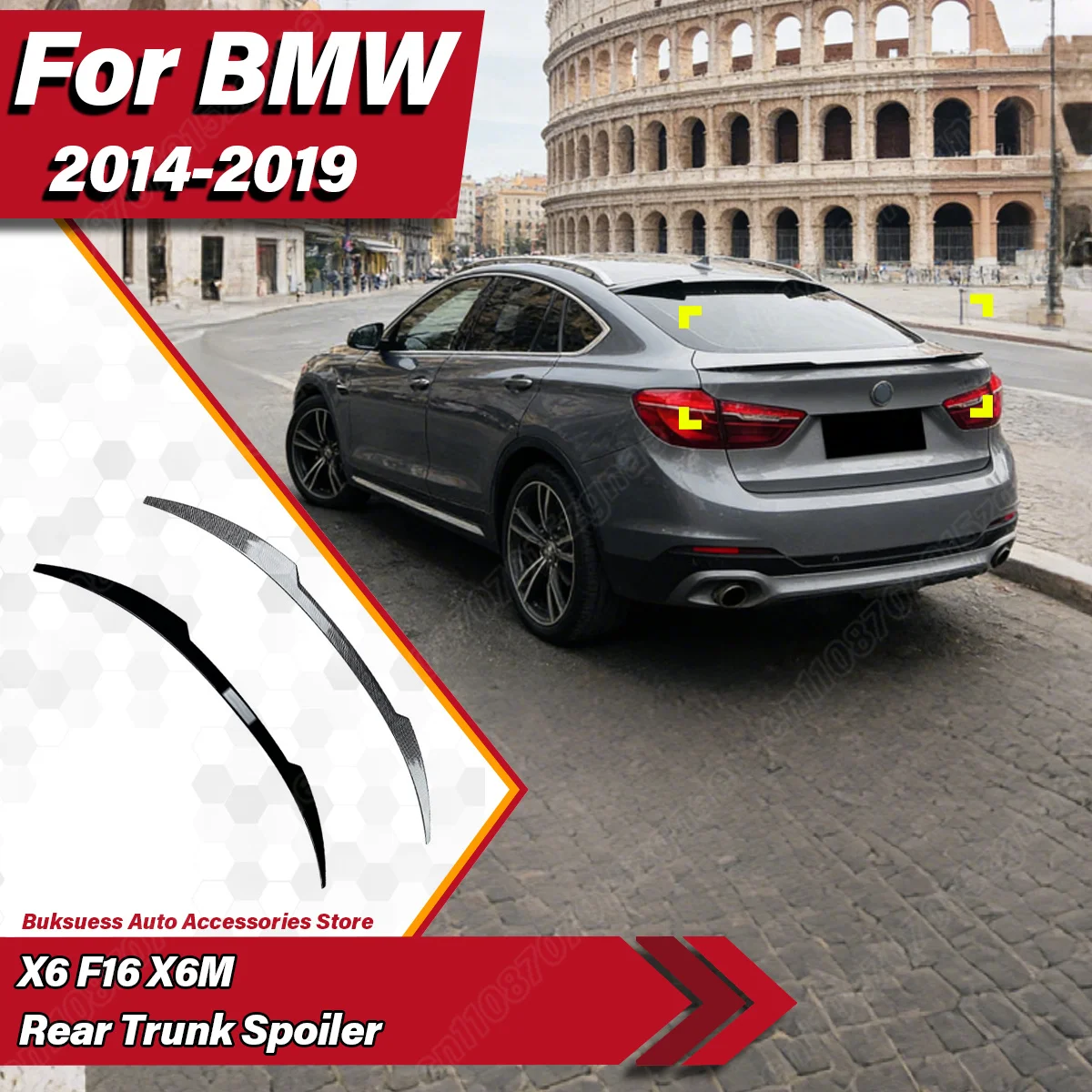 

For Bmw X6 F16 X6M 2014 2015 2016 2017 2018 2019 PSM Style Rear Trunk Spoiler Boot Lip Wing Sporty Aero Upgrade Car Accessories