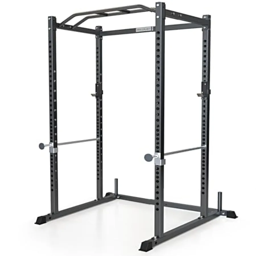 Power Rack – Rejilla para sentadillas multifunción con barras de seguridad sólidas y ganchos en forma de J (solo Power Rack)