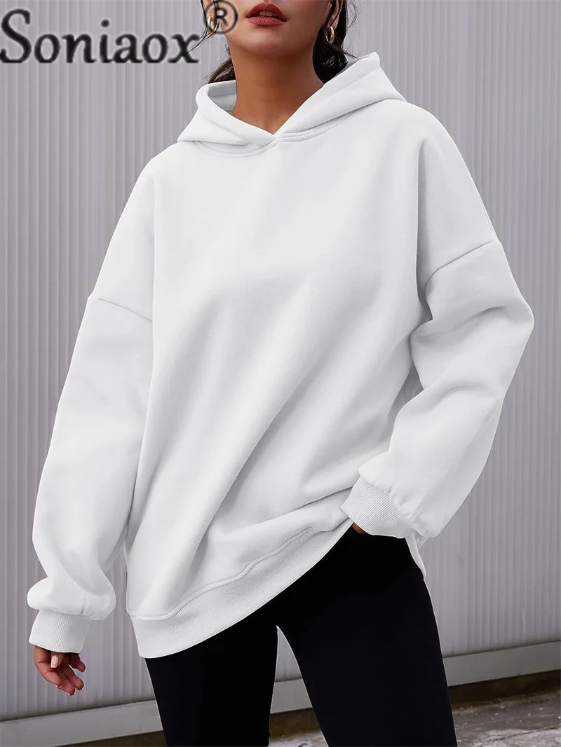 Autumn Winter Loose Thickened Warm Hoodie Women Loose Oversized Hooded Sweatshirt Female Comfortable Casual Long Sleeve Tops New