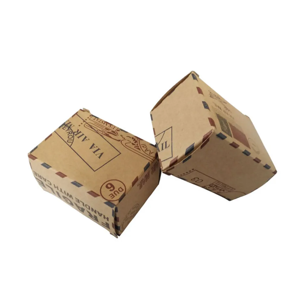 40Pcs Vintage Kraft Paper Candy Box Postal Mail Storage Case Gift Packaging Classic Wedding Favor Retro Style Mail Box
