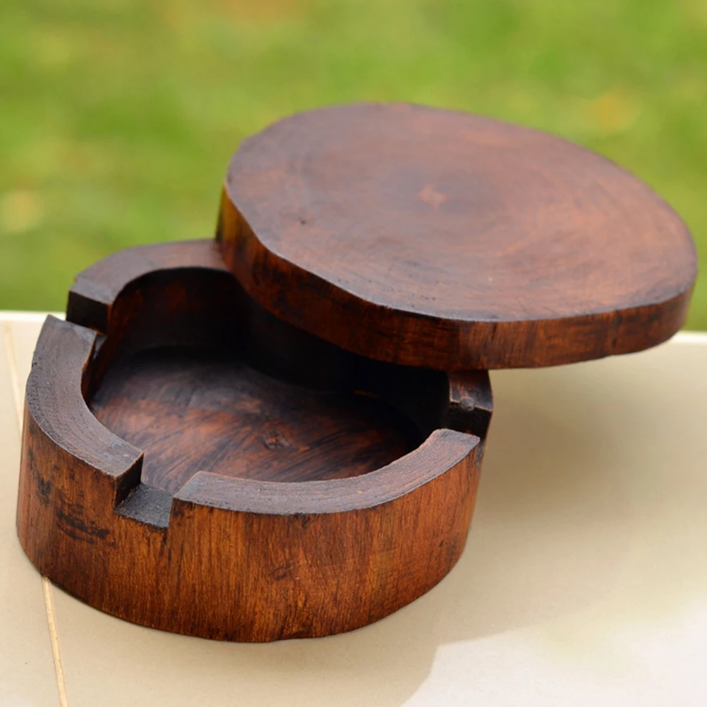 

Solid Wood Ashtray Cigar Smoking Creative Ornament Home Decor Bamboo Style Modern Design