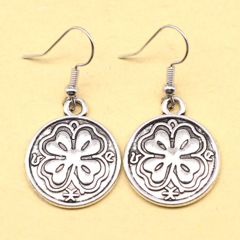 1 Pair Round four-leaf Clover Earrings For Teens For Jewelry 20x24mm