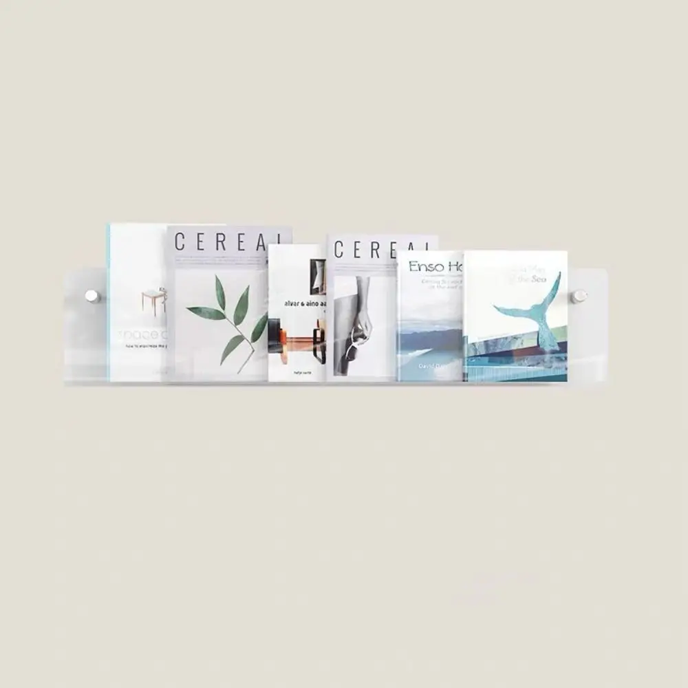 Acrylic Magazine Rack Wall Mount Literature Organizer Floating Bookshelves Brochure Holder Italian Pamphlet Stand Shelf image 2