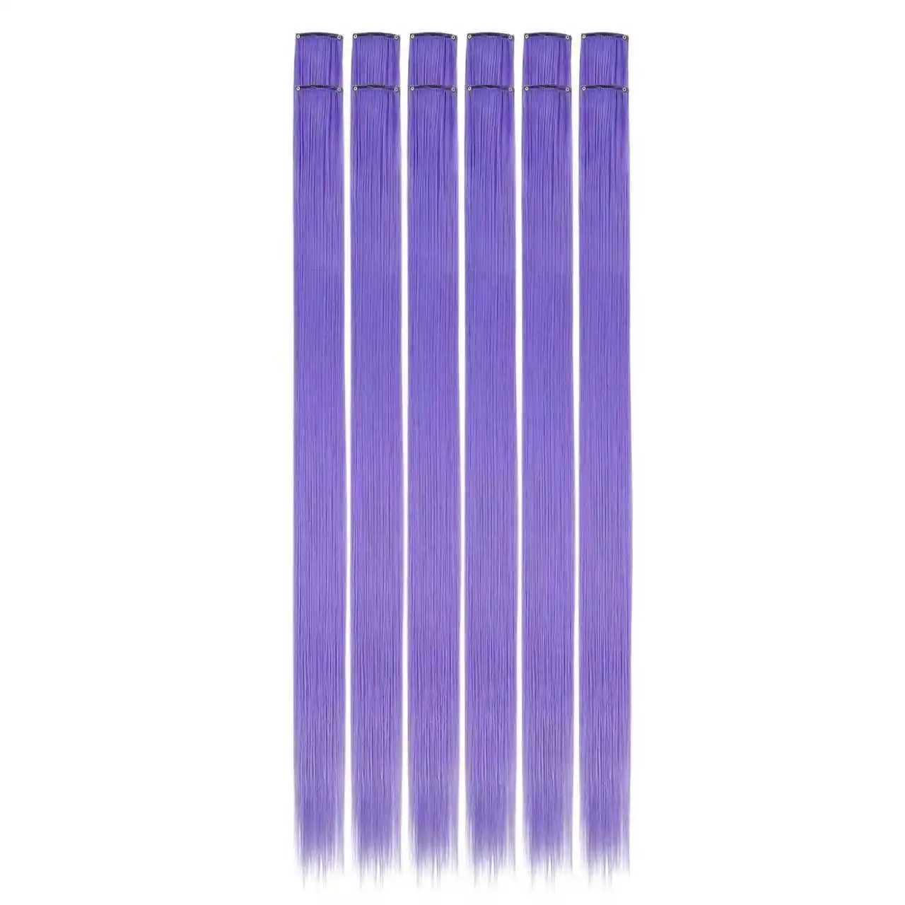 22-Zoll-Haarverlängerungen, glattes Haarteil, bunte Haarverlängerungen, Party-Highlights, Clip-in-lange synthetische Haarverlängerungen – Detail 10