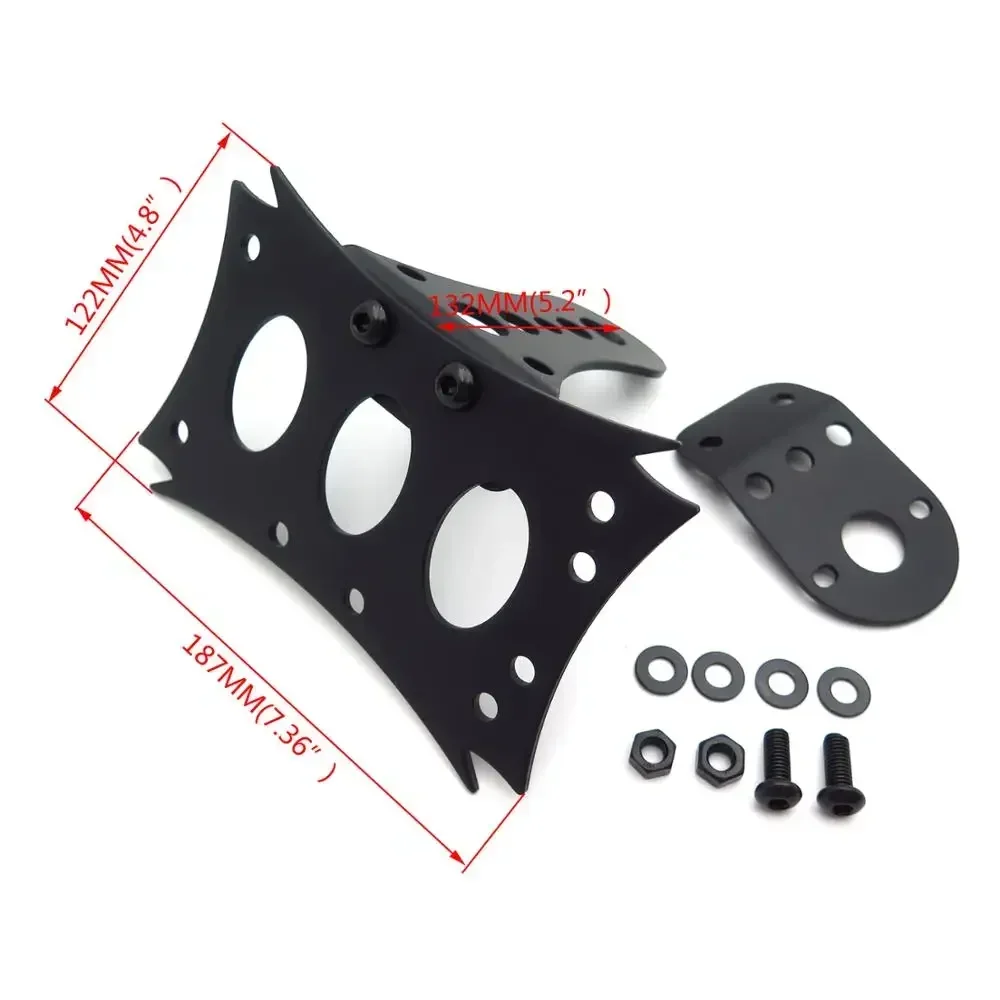 Motorcycle Black Custom Horizontal Vertical Zigzag Side Mount License Plate Bracket 7