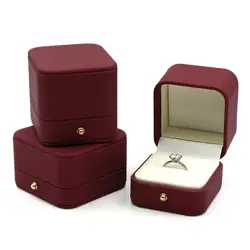 PU Ring Box Single/Double Ring Box Jewelry Display Case Proposal Wedding Anniversary Gift Packaging Box For Wife Girlfriend
