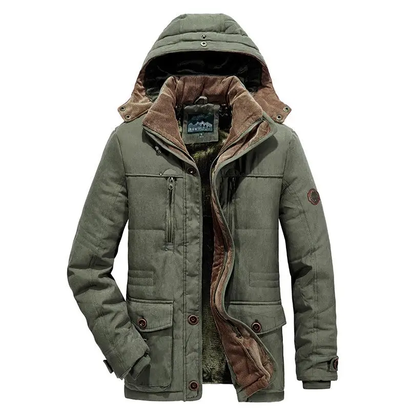 

Men's Winter Cotton Jacket Mid-Length Thickened Fleece Lined Oversize Cotton Coat Dad Style Workwear Uniform Other 2026 Autumn