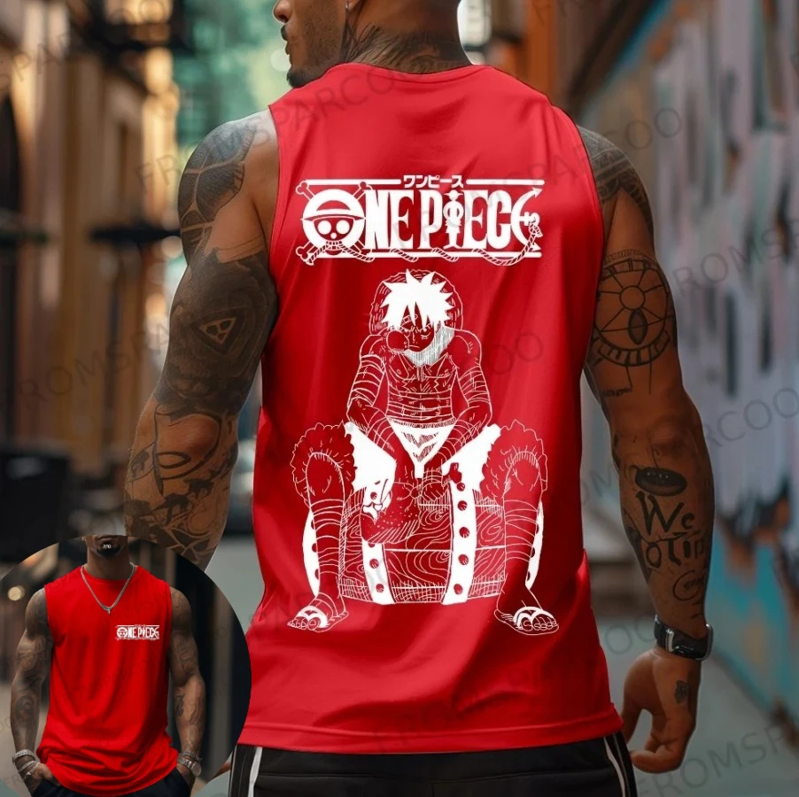Einteilige ärmellose Herrenweste, Retro-Anime-Straßenkleidung, Fitnessstudio-Weste, T-Shirt-Dekoration, tägliche urbane Kleidung