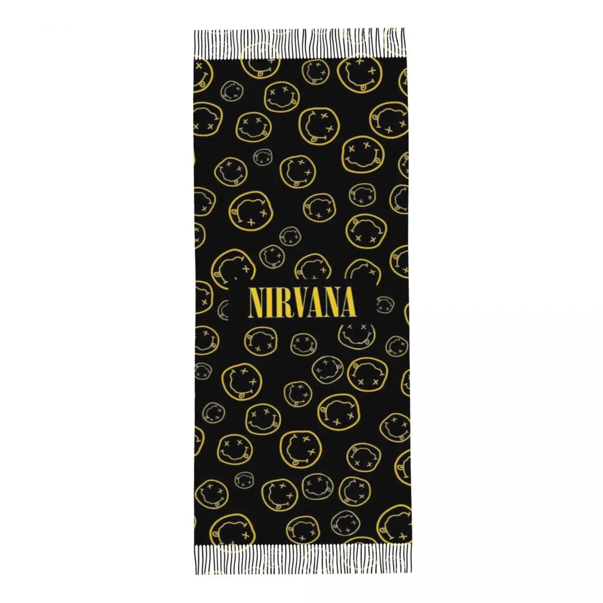 Nirvanas One Sided Smile Scarf Tassel Scarves Women Soft Warm Shawls and Wraps Long Fall Winter Shawl Wrap