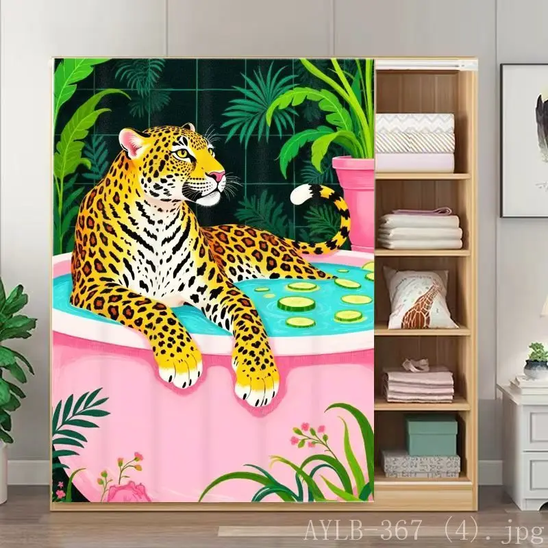 VIKAMA Creative Leopard Noren Door Curtain Jungle Japanese Style Wardrobe Closet Organizer Partition Room Divider Decor