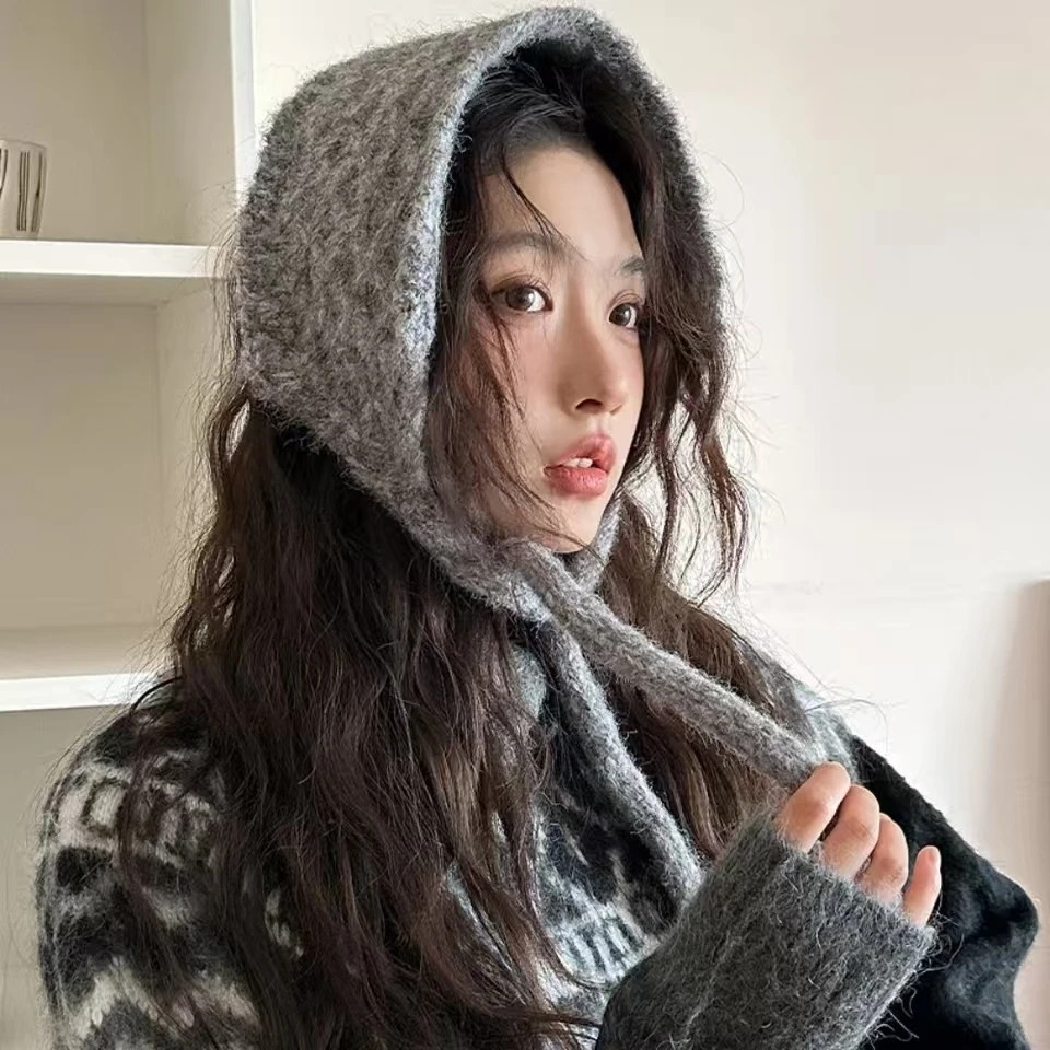 

Fashion Thickening Wool Strappy Ear Muff Windproof Keep Warm Earlap Warmer Solid Color Handmade Ear Protection Strap Autumn