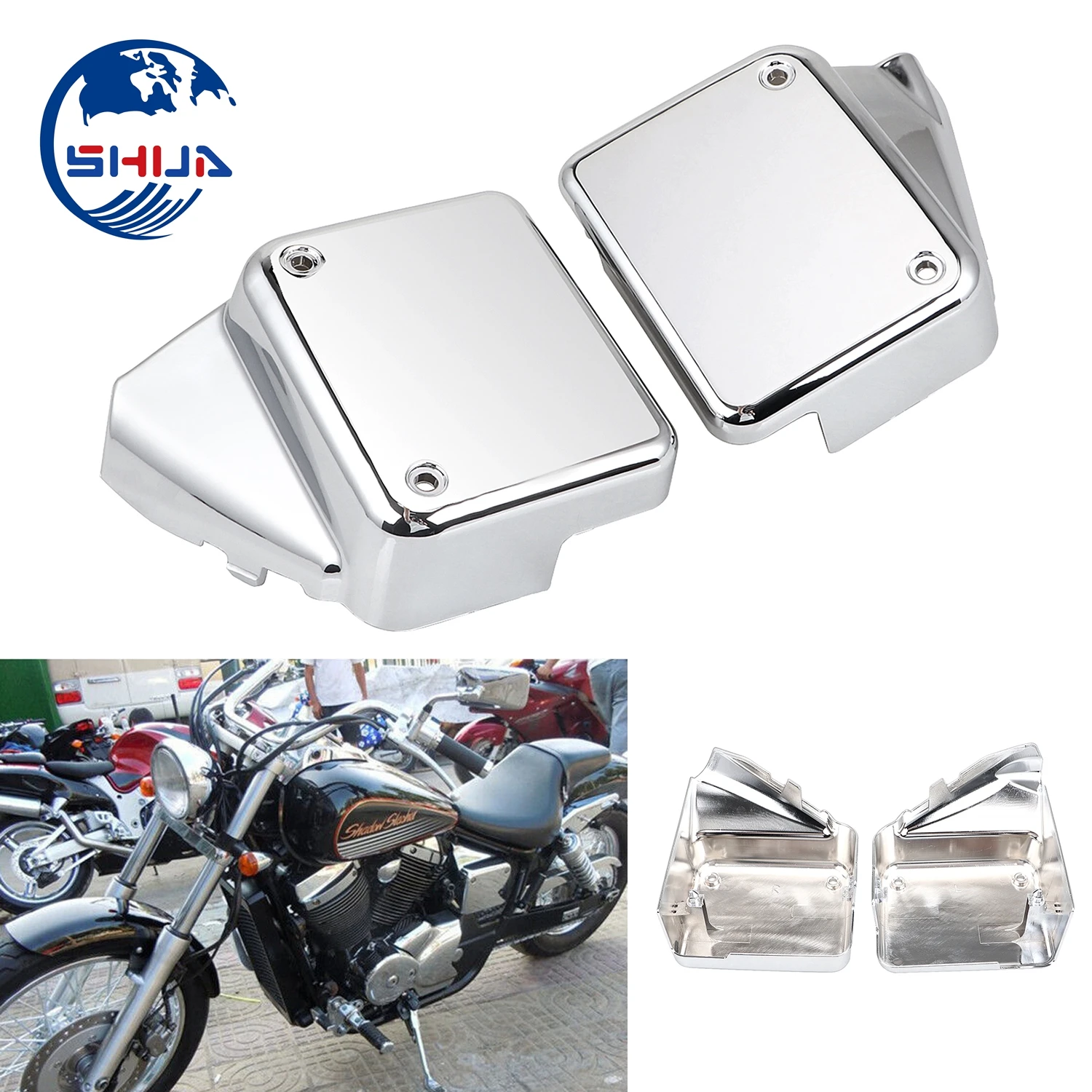 For Honda Shadow Spirit 750 VT750 DC 2000-2009 / Black Widow 2000-2007 Chrome ABS Motorcycle Left & Right Battery Side Covers