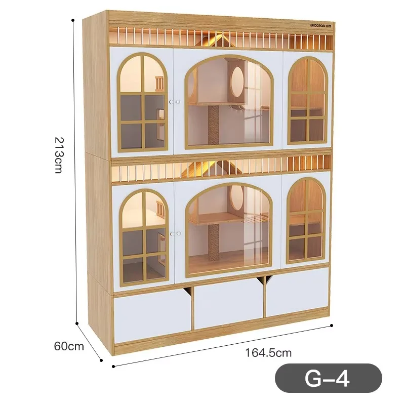 Luxury Cat Villa Pet House Wood Metal Construction Eco-Friendly Design Large Cats Modern Fashion Style Indoor Living Room Solid
