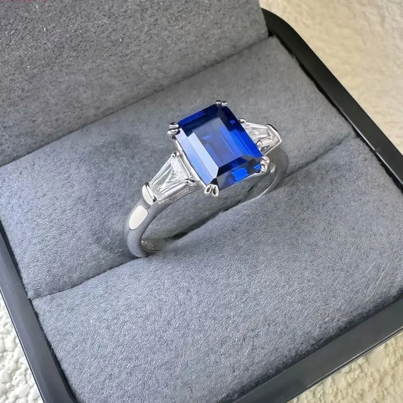 WINKIN WINSIN marque MST offres spéciales 2.5ct saphir synthétique Tanzanite 925 en argent Sterling haute teneur en carbone diamant bague bijoux