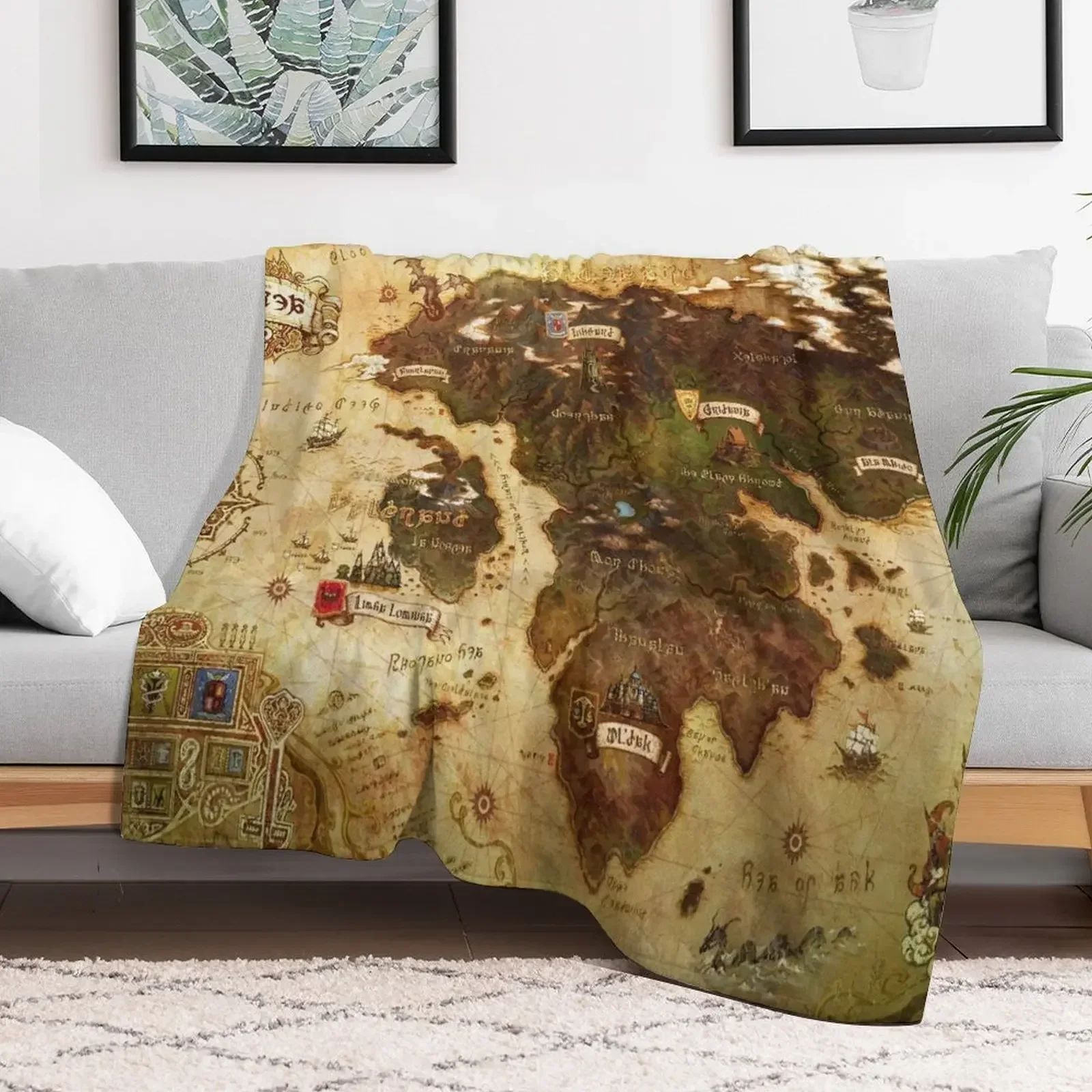 

Eorzea FFXIV Map Throw Blanket for winter Sofa Giant Sofa Blankets