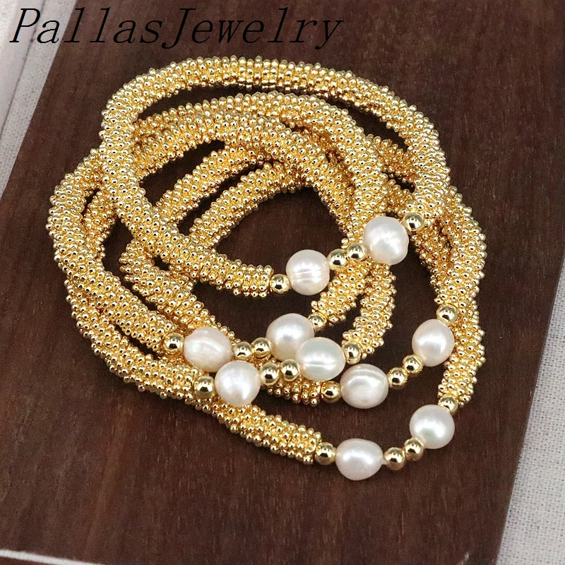 فواصل معدنية كلاسيكية للنساء والرجال ، مجوهرات حبلا بالخرز الزهري المسطح ، سوار مرن ، إكسسوارات الموضة ، هدية ، 5: 8.5 #2