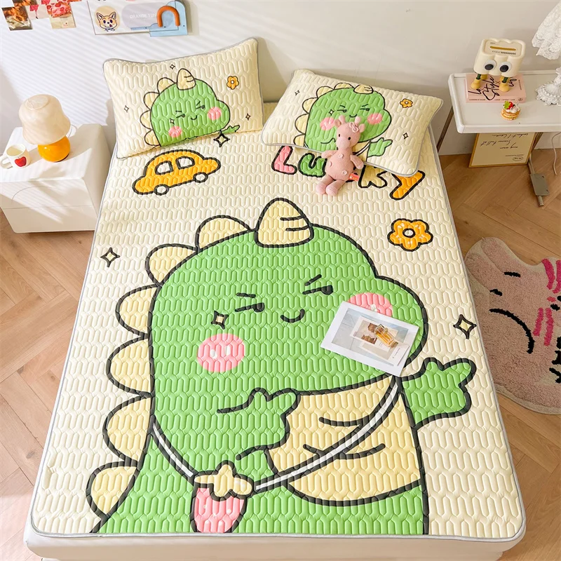 

StrawBerry Cartoon Style Set Summer Flat Sheet with Pillowcase Cool Feeling Bedsheets Bed Linen Skin-friendly Sheets