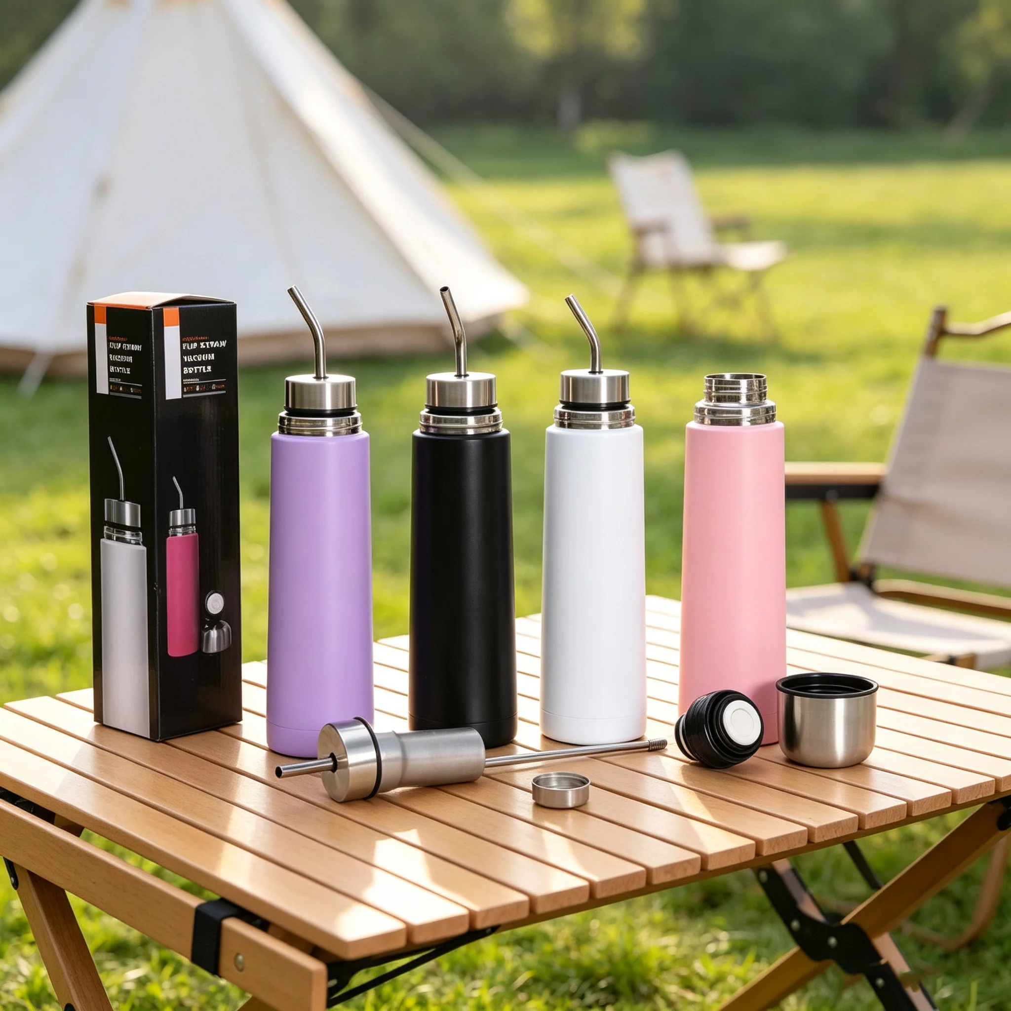 304 Stainless Steel Bullet Vacuum Thermos Flask Dual‑Use With Straw Portable Outdoor Travel Water Bottle Large Capacity Leak‑Pro