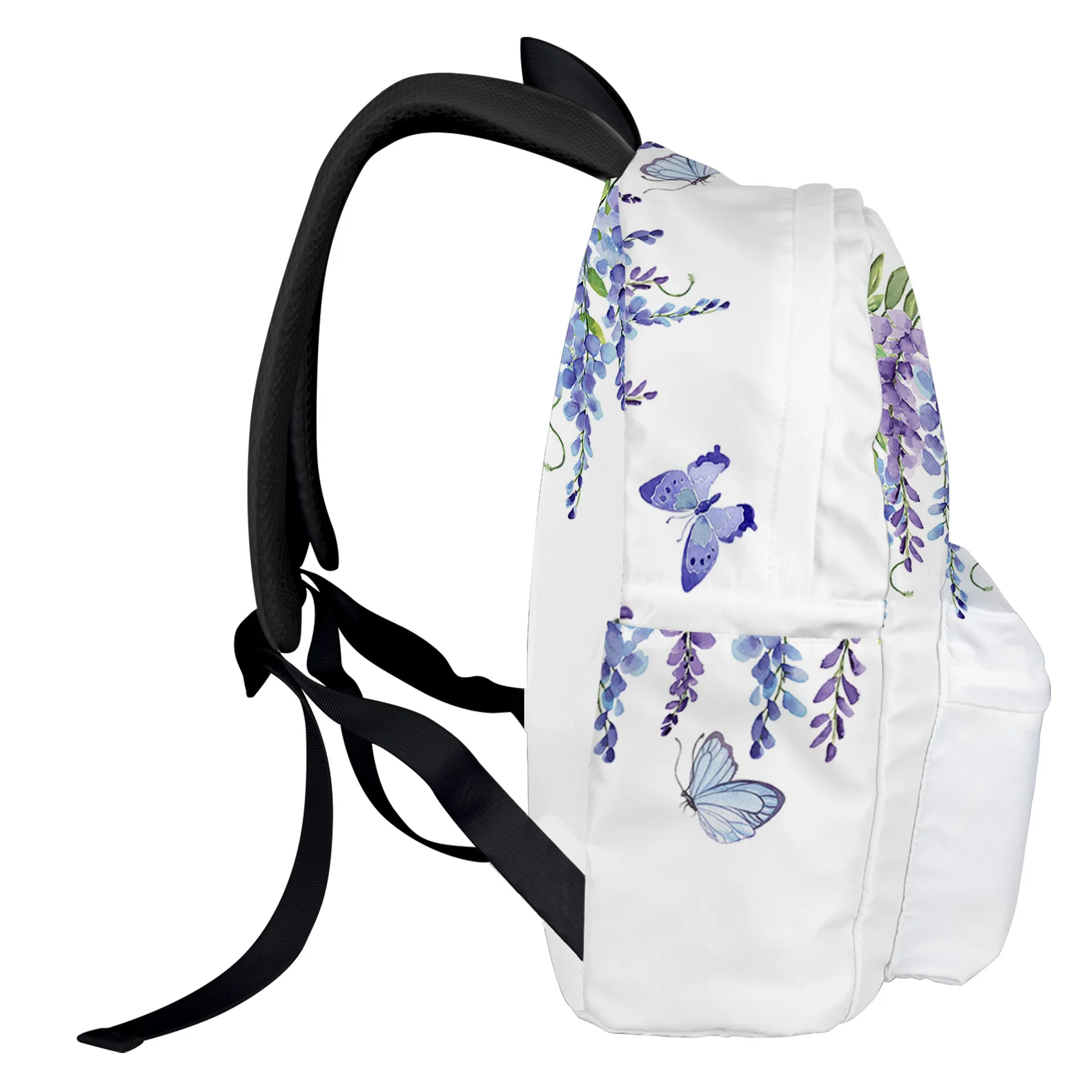 Spring Flower Wisteria Butterfly Backpack School Bags for Teenagers Students Laptop Bag Women's Casual Travel Backpack