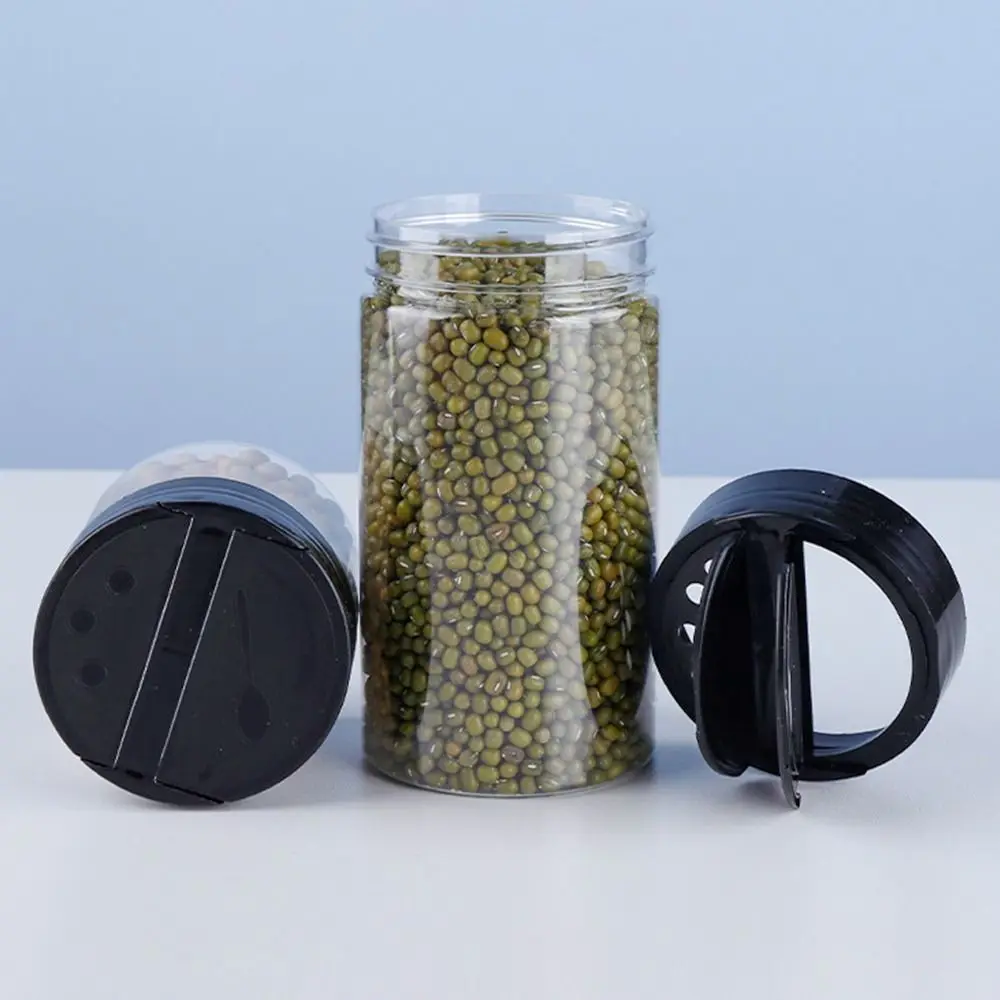 1Pcs with Butterfly Lids Labels Seasoning Bottle Double Cover 100ml-300ml BBQ Condiment Box Clear Plastic Kitchen Gadget