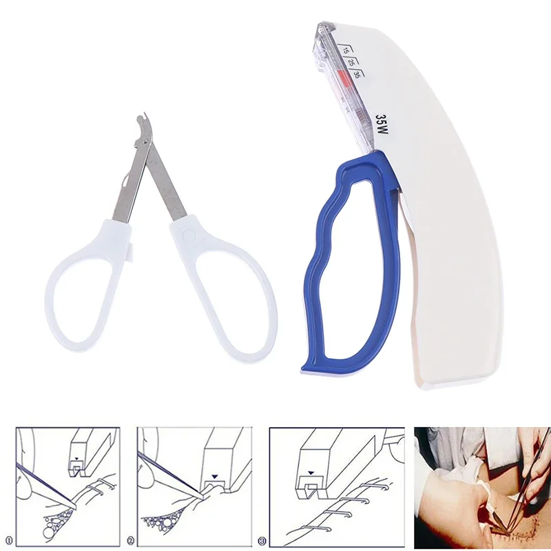 Grapadora desechable de acero inoxidable para cirugía médica, máquina de costura de piel de uñas, paquete estéril en blanco, extractor de uñas