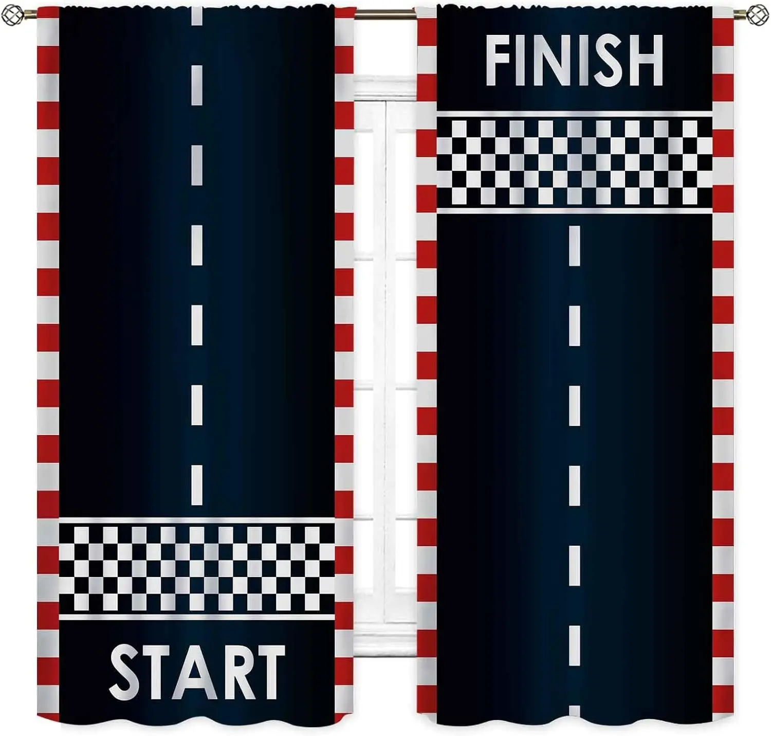 Kids Boys Race Car Curtains, Extreme Sports Car Raing Theme Cool Game Blackout Gray Window Drapes Treatments for Teens  Bedroom