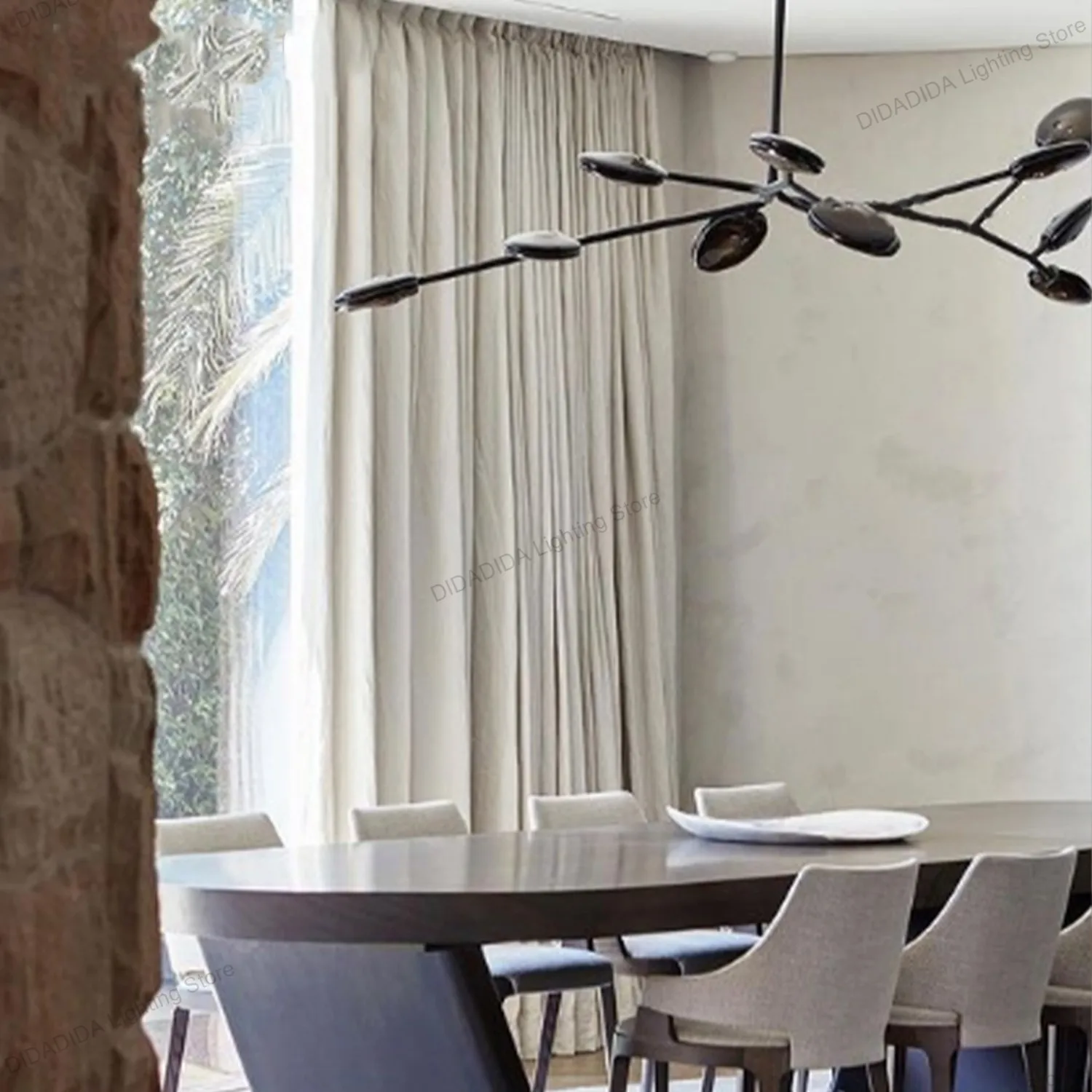 Modern Glass Shade Chandelier Lamp Crystal Metal Lustre 3 Color Dimmable Lighting for Dining Restaurant Ceilings