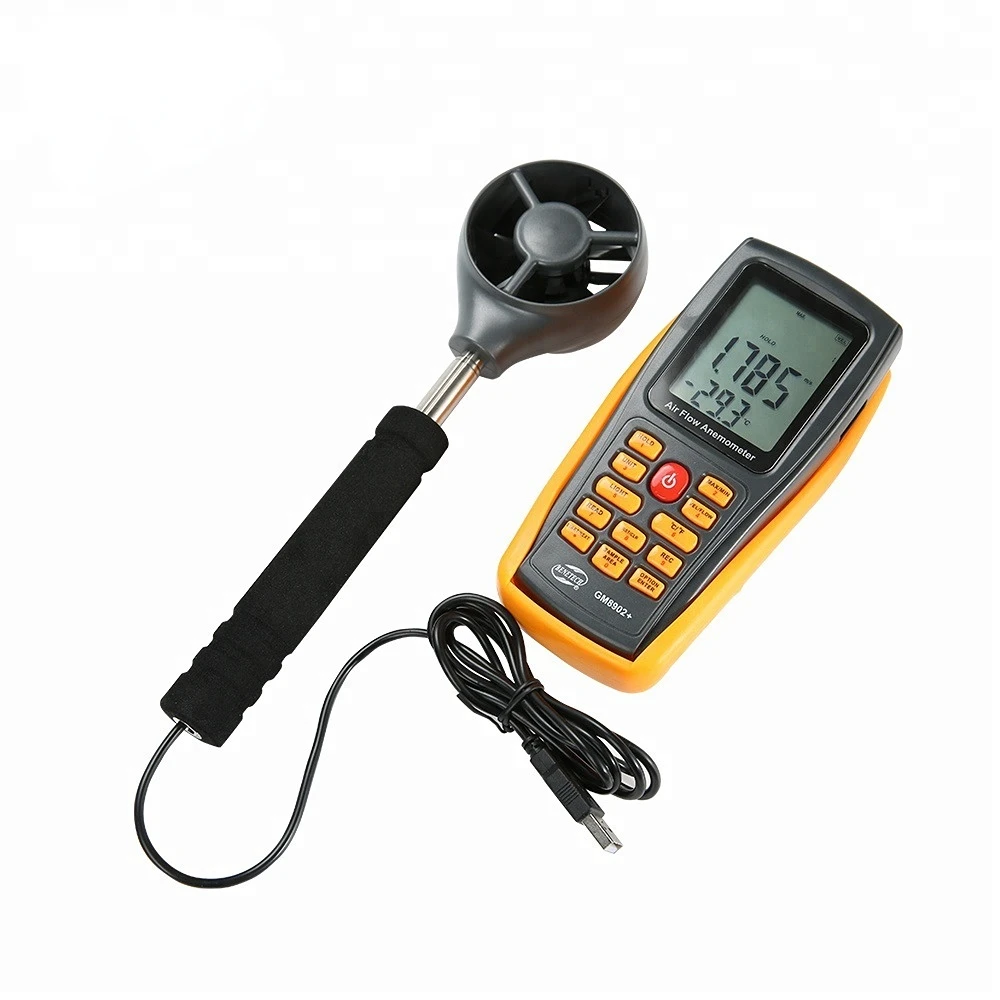 Imagem -02 - Temperatura Ambiente do Volume do ar do Medidor de Velocidade do Vento do Anemômetro de Digitas com Anemômetros da Relação Gm8902 Mais 045 m s de Usb