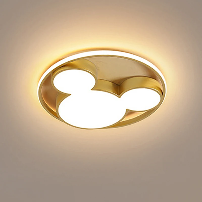 

34W LED Black Mickey Mouse Cartoon Ceiling Light Children's Bedroom Living Room Decoration Lamp Modern Creative Gold Corridor