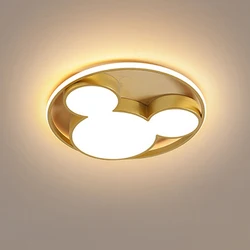 34W LED Black Mickey Mouse Cartoon Ceiling Light Children's Bedroom Living Room Decoration Lamp Modern Creative Gold Corridor