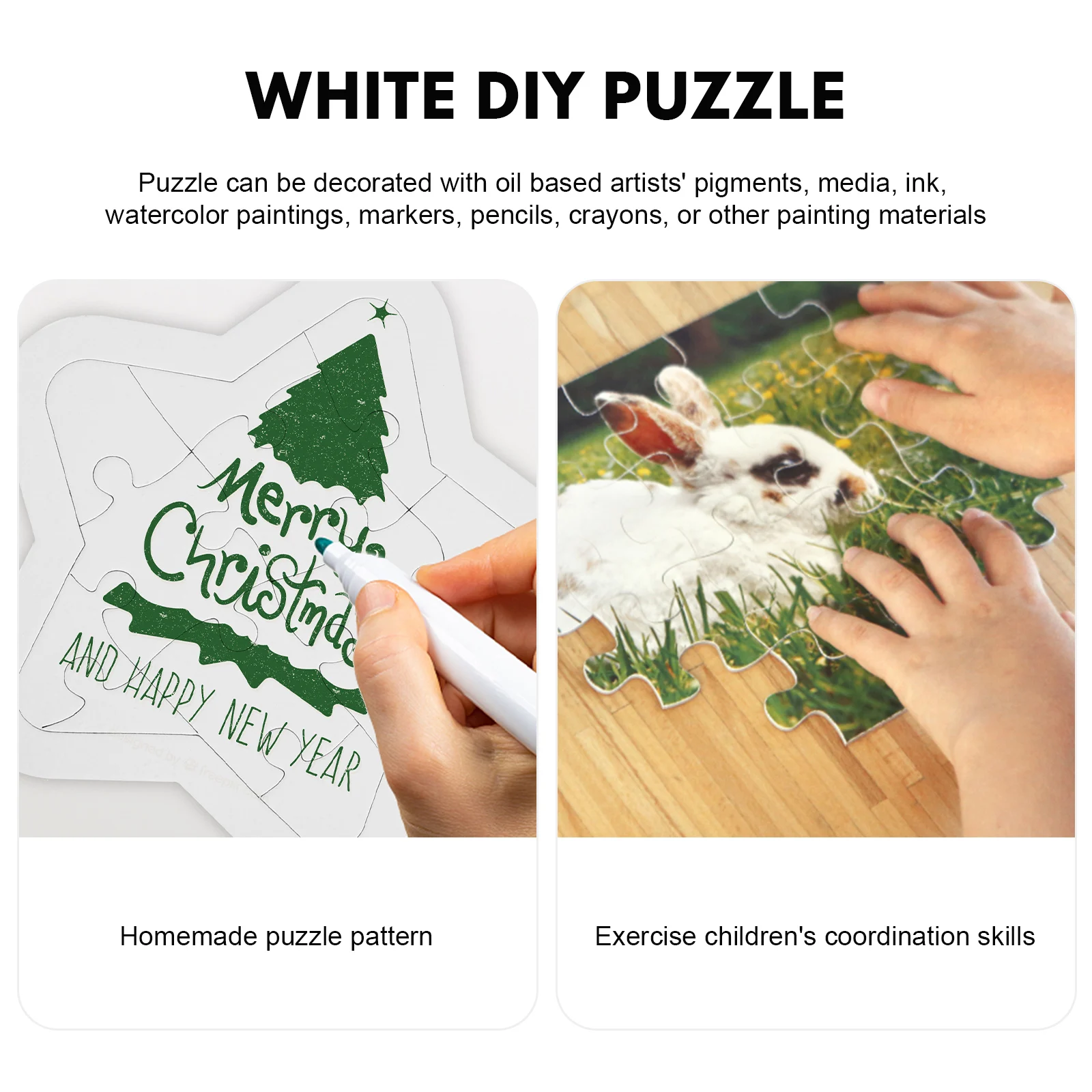 

4 Sets Coloring Puzzle Blank Puzzles Kid Graffiti Toys Paper for Drawing White Child Toddler