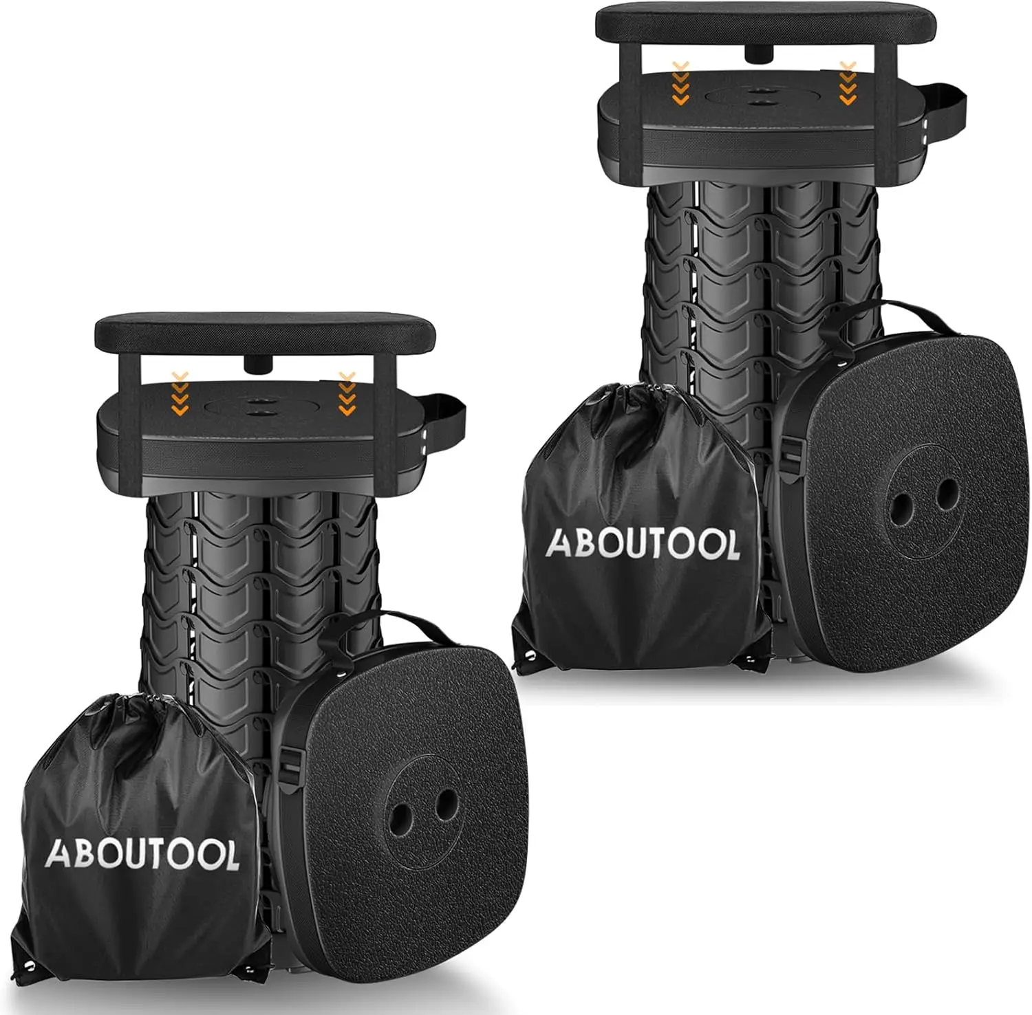 

2 Pa Folding Camping Stool, Square Collapsible Portable Stool,Collapsible Stool With Elastic Seat Cushion& Adjustable Nylon