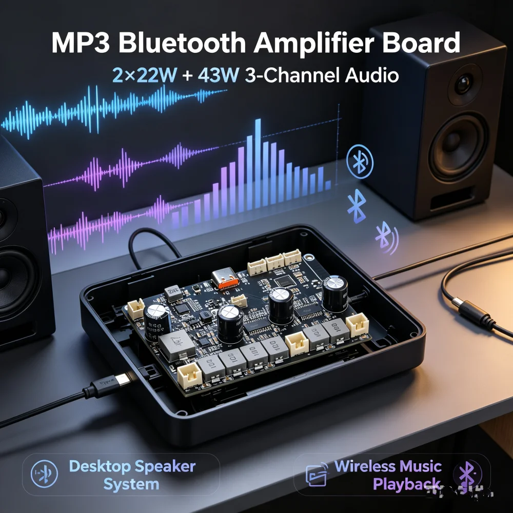 DC 5V TWS двухканальный модуль усиления Bluetooth 2 * 22W / 2 * 10W плата усиления Bluetooth настольный аудио динамик типа C