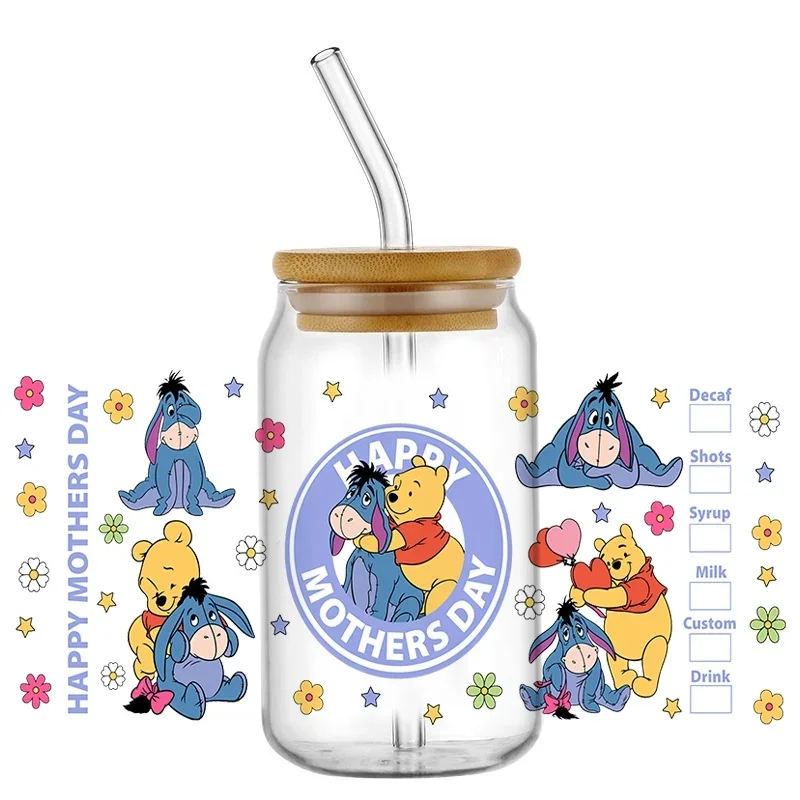 popular Whimsical Woodland Bear & Critter Friends Pattern Designs UV DTF 3D Sticker for 16oz Libbey Cup Self Adhesive Rabbit Elf