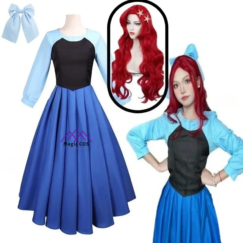 

Ariel Cosplay Costume Little Mermaid Role Play Outfit Ariel Princess Blue Dress Suits Halloween Carnival Adult Clothes for Women