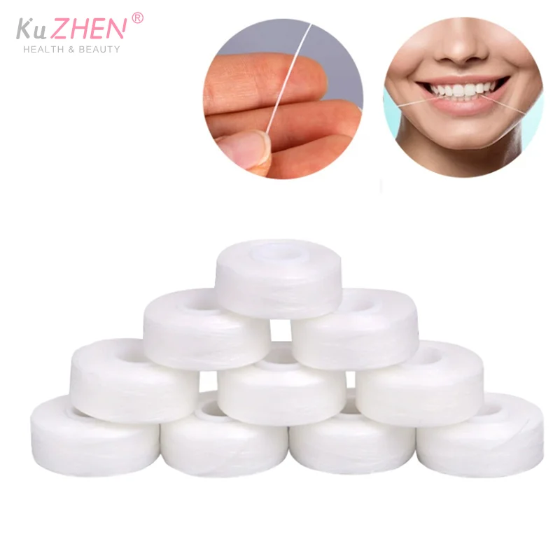 5Rolls Dental Flosser Built-in Spool Wax Mint Flavored Nylon Thread Polyester Thread Multiple Materials Replacement Flat Wire