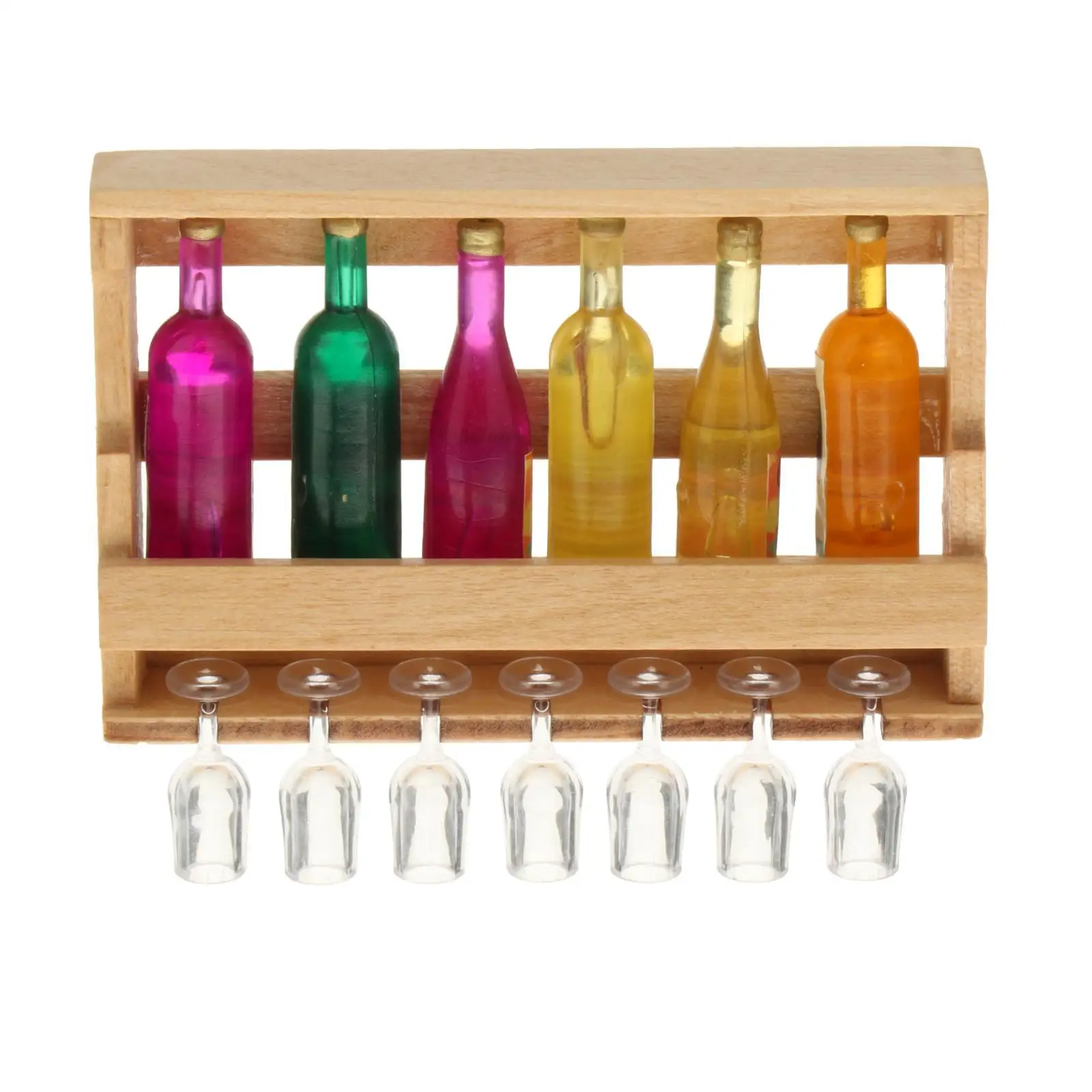 14Pcs 1:12 Scale Dollhouse Wine Rack with Bottles and Glass Cup Toys Furniture