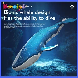 RC Shark 2.4G Remote-Controlled Submersible Simulated Whale Underwater Waterproof Toy Children Toys for Boys Kids Birthday Gifts
