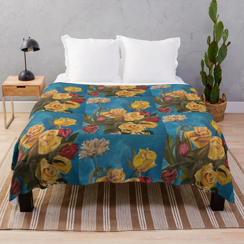 

New Year Roses Throw Blanket for winter Sofa Weighted Blankets