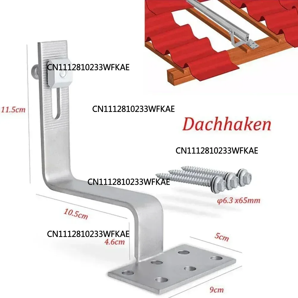 1/4pcs Solar Panel Roof Hooks Photovoltaic Panel Tile Roof Hook Kit 304 Stainless Steel  Solar Panel Mount Bracket Accessories